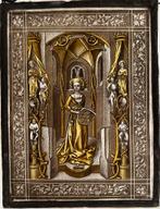 Antiek gebrandschilderd glas in lood raampje, Antiek en Kunst, Ophalen of Verzenden