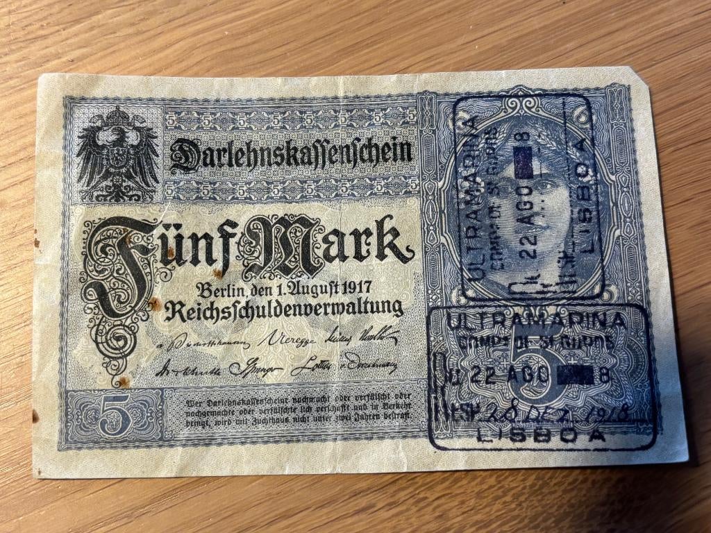 Bankbiljet: 5 mark - 1917, Postzegels en Munten, Bankbiljetten | Europa | Niet-Eurobiljetten, Ophalen of Verzenden, Duitsland
