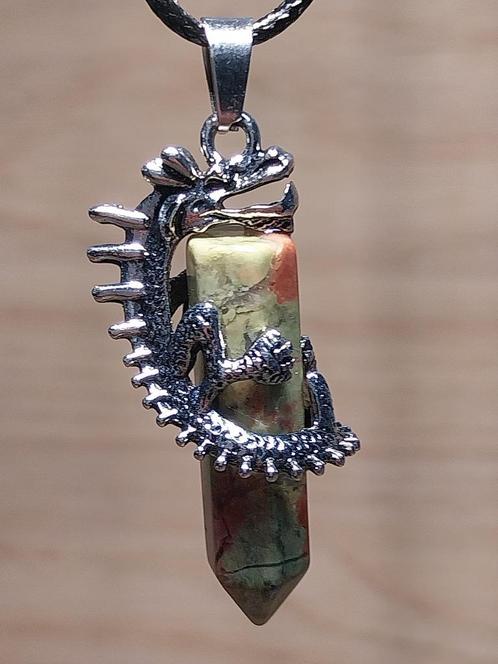 dubbeleinder draken hanger unakiet, Sieraden, Tassen en Uiterlijk, Kettinghangers, Steen of Mineraal, Overige voorstellingen, Met edelsteen