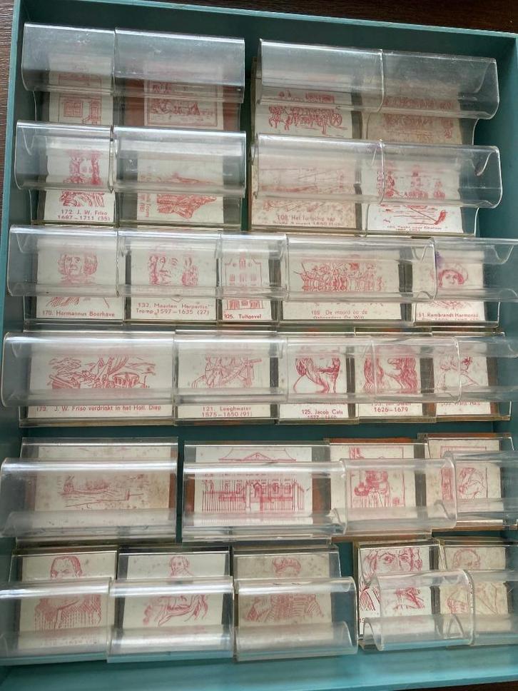 Stempels / schoolstempels met historische taferelen, Hobby en Vrije tijd, Stempelen, Gebruikt, Houten stempel, Ophalen of Verzenden