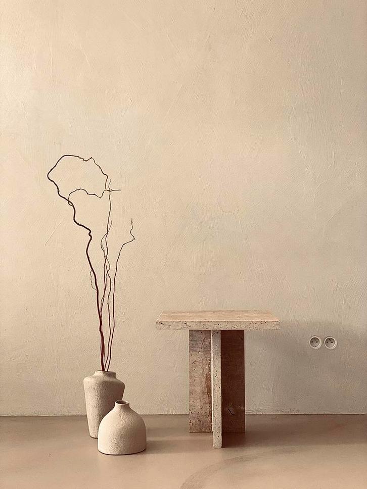 Designer sidetable Travertine, Huis en Inrichting, Tafels | Sidetables, Nieuw, 25 tot 50 cm, Minder dan 50 cm, Vierkant, Overige materialen