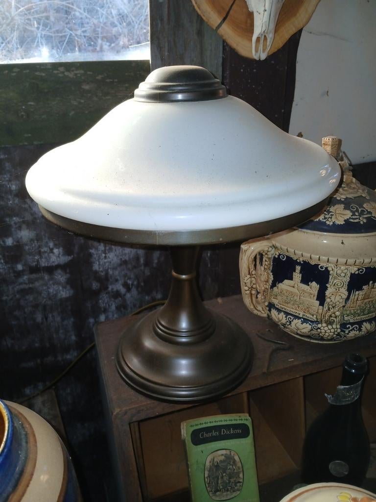 Vintage Tafellamp I.z.g.s., Gebruikt, Vintage, Ophalen of Verzenden, Glas