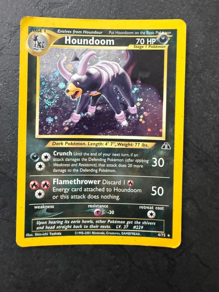 Houndoom 4/75 Neo Discovery Holo – Vintage WOTC, Ophalen of Verzenden, Gebruikt, Losse kaart, Foil