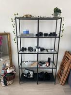 Metalen en glazen stellingkast, Huis en Inrichting, Kasten | Stellingkasten, Ophalen, Zo goed als nieuw