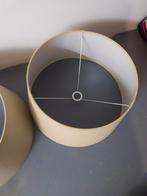 2 beige/grijs lampenkappen – klassiek en neutraal design, Ophalen, Zo goed als nieuw, Grijs, Rond