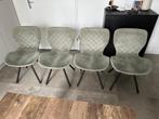 4 eettafel stoelen groen met zwarte poten, Ophalen, Gebruikt, Overige kleuren, Vier