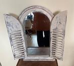 Spiegel met louvredeurtjes, whitewash, 59 cm hoog, Huis en Inrichting, Woonaccessoires | Spiegels, Ophalen, Minder dan 50 cm, Zo goed als nieuw