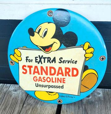 Emaille Reclamebord Standard Gasoline Mickey Mouse beschikbaar voor biedingen