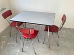 Formica, vintage tafel met 3 stoelen, Huis en Inrichting, Tafels | Eettafels, Ophalen, Zo goed als nieuw, Rechthoekig, 50 tot 100 cm