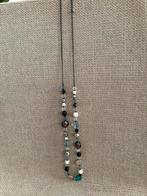 Lange kralen ketting blauw zwart wit, Ophalen of Verzenden, Zo goed als nieuw, Blauw, Kunststof