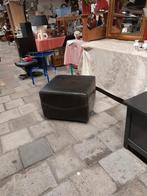 Leren poef / hocker 61 x 61 cm, Ophalen, Gebruikt, Vierkant, Leer