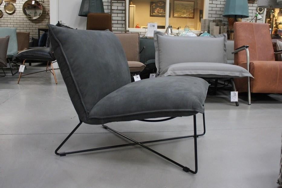 2 x luxe fauteuil EARL Jess Design metaal echt leer zwart, Huis en Inrichting, Fauteuils, Ophalen, 75 tot 100 cm, Zo goed als nieuw
