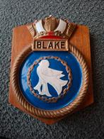Militair Schild Royal Navy HMS Blake, Ophalen of Verzenden, Marine, Engeland, Embleem of Badge