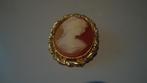 goud vergulde echte schelp Camee broche, Overige materialen, 4 tot 7 cm, Ophalen of Verzenden, Zo goed als nieuw