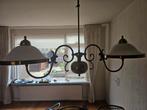 Vintage Messing Hanglamp met 3 Lampen, Huis en Inrichting, Lampen | Hanglampen, Gebruikt, Vintage, Ophalen of Verzenden, Glas