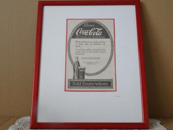 Coca Cola 1919 antieke of vintage Coca Cola advertentie 1919, Verzamelen, Merken en Reclamevoorwerpen, Zo goed als nieuw, Overige typen