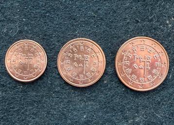 1 en 2 en 5 eurocent van Portugal 2002/2004 beschikbaar voor biedingen