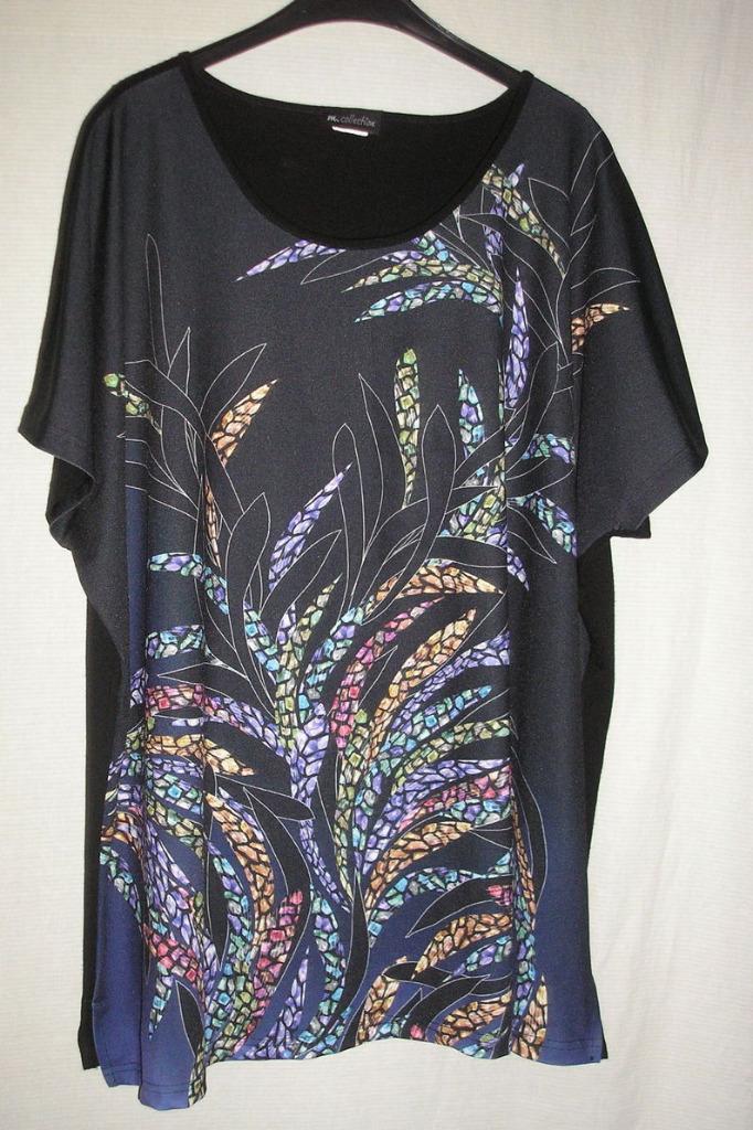 Shirt M. collection zwart/multi colour ca. maat 54-56, Kleding | Dames, Grote Maten, Zo goed als nieuw, Shirt of Top, Zwart, Verzenden