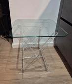 2 Plexiglas Tafels met Glasplaat, Minder dan 55 cm, Gebruikt, Glas, Modern
