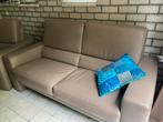 Bankstel, Beige leren bankstel Goossens (2,5 + 2x 1 zits), Ophalen, Gebruikt, Rechte bank, 200 tot 250 cm