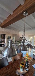 Industriële hanglamp met drie kappen (31 cm), Huis en Inrichting, Lampen | Hanglampen, Ophalen, Metaal, Industrieel, 75 cm of meer