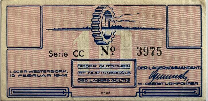 Kamp Westerbork tien cent 1944 AU, Postzegels en Munten, Bankbiljetten | Nederland, Los biljet, Ophalen of Verzenden