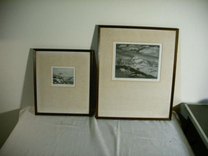 Twee grafische werken van Livien De Trogh, Antiek en Kunst, Kunst | Etsen en Gravures, Ophalen of Verzenden