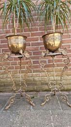 Prachtige bronzen plantentafeltjes art nouveau, Ophalen of Verzenden, Zo goed als nieuw, Rond, Minder dan 60 cm