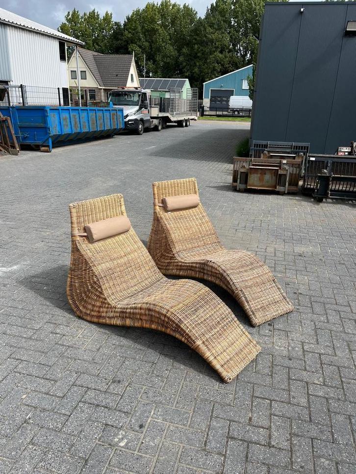 2x Rotan lounge chair Karlskrona Ikea, Tuin en Terras, Ligbedden, Gebruikt, Rotan, Ophalen