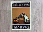 Vintage HIS MASTER’S VOICE reclame bord (geen emaille), Verzamelen, Ophalen of Verzenden, Zo goed als nieuw, Transport