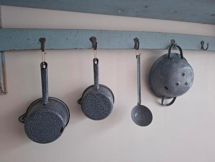 Grijs gewolkt emaille, Antiek en Kunst, Curiosa en Brocante, Ophalen of Verzenden