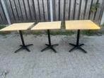 Drie vierkanten bistro tafels houten blad metaal zwarte poot, Ophalen, Rond, 50 tot 100 cm, Zo goed als nieuw