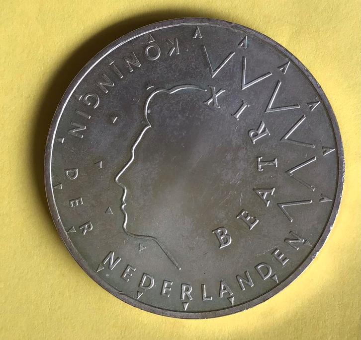 Zilveren 50 gulden munt, Postzegels en Munten, Munten | Nederland, Losse munt, 50 gulden, Koningin Beatrix, Zilver, Geboorte of Huwelijk