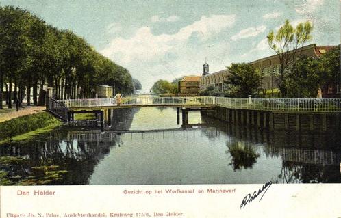 Den Helder. Gezicht op het Werfkanaal en Marinewerf - beschr, Verzamelen, Ansichtkaarten | Nederland, Ongelopen, Noord-Holland