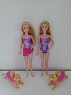 2 Barbie Poppen DMC32 en Honden van Swimmin' Pup Pool, Ophalen of Verzenden, Gebruikt, Barbie