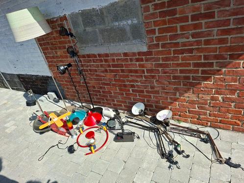 Lot vintage lampen (deel met werk aan), Huis en Inrichting, Lampen | Tafellampen, Minder dan 50 cm, Metaal, Ophalen