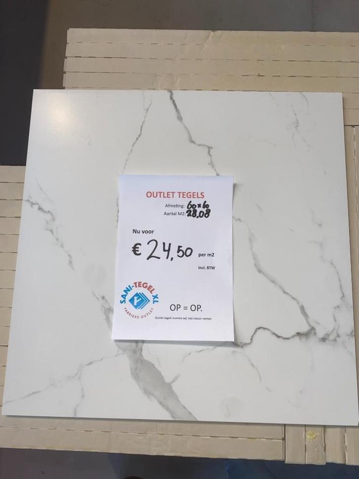 Outlet tegels: wand en vloertegel Statuario wit marmer 60x60, Doe-het-zelf en Verbouw, Tegels, Nieuw, Vloertegels, Marmer, 60 cm of meer