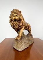 Groot messingkleurig beeld van leeuw, ca 1900, Ophalen of Verzenden