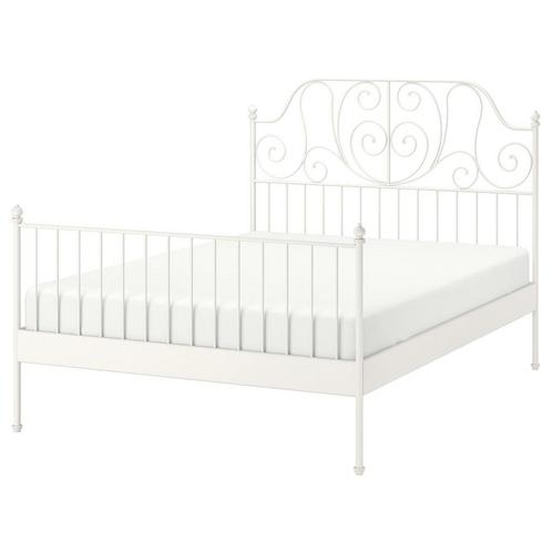 Leirvik bedframe wit + 2x Lönset lattenbodem, Huis en Inrichting, Slaapkamer | Bedden, Zo goed als nieuw, Tweepersoons, 140 cm