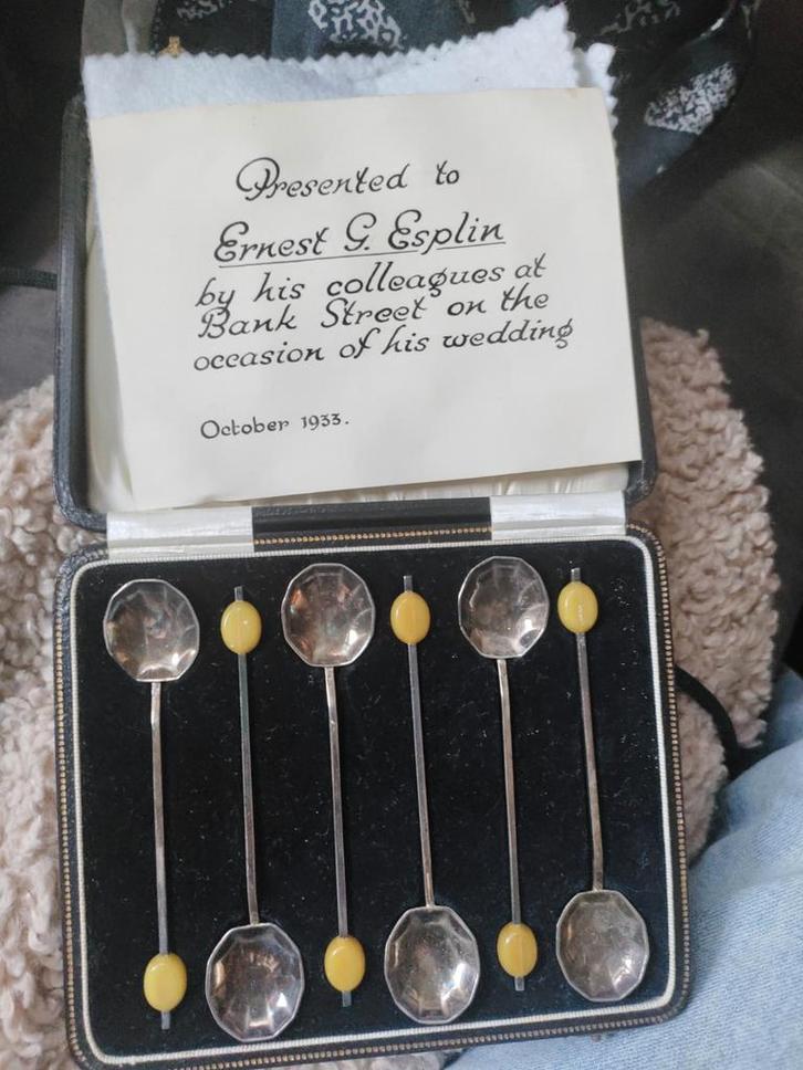 Vintage Zilveren Lepeltjes Set 1933, Antiek en Kunst, Antiek | Bestek, Ophalen of Verzenden