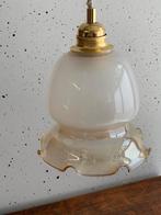 Vintage glazen lamp kapje met parelmoer glans, Ophalen of Verzenden