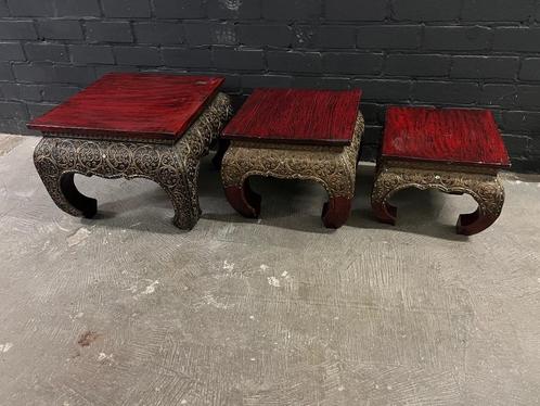 Thaise opiumtafel oosters tafel handwerk metaal beslag opium, Antiek en Kunst, Antiek | Meubels | Tafels, Ophalen of Verzenden