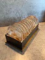 Antieke glazen onderzetters in doos - 12 stuks, Ophalen, Gebruikt, Glas of Kopje