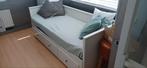 Bedbank uitschuifbaar met 2 lades + matrassen (Ikea Hemnes ), Ophalen, Wit, Tweepersoons, Zo goed als nieuw