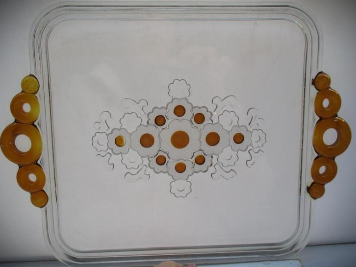 Schaal Walther Glas Campana Cakeschaal~Sandwichschaal~Glas, Antiek en Kunst, Antiek | Glas en Kristal, Ophalen of Verzenden
