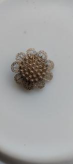 Vintage Zilveren Broche Bloem Design, Sieraden, Tassen en Uiterlijk, Broches, 4 tot 7 cm, Gebruikt, Ophalen of Verzenden, Zilver
