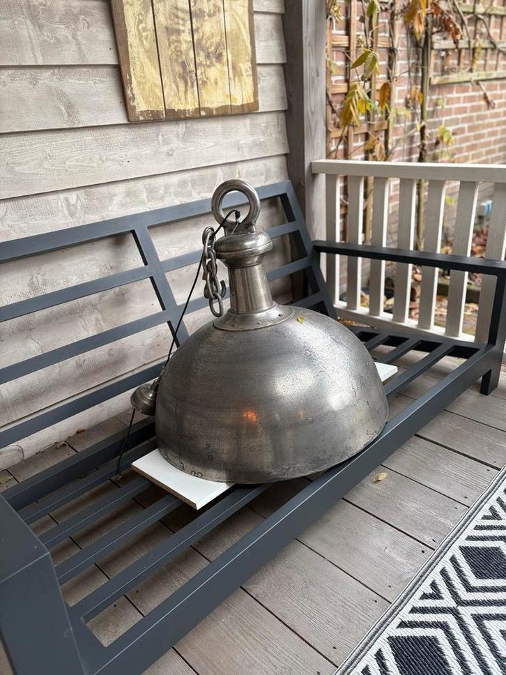 Industriële hanglamp Ø70cm met ketting en lamp, Huis en Inrichting, Lampen | Hanglampen, Gebruikt, 75 cm of meer, Metaal, Ophalen of Verzenden