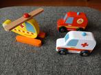 Houten Speelgoed Voertuigen Set Janod, Kinderen en Baby's, Ophalen of Verzenden, Zo goed als nieuw, Rij- of Hobbelspeelgoed