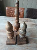 pinakels hout stoere sobere set van 3 voor decoratie, Ophalen of Verzenden, Zo goed als nieuw, Hout, Minder dan 25 cm