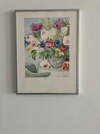 Afbeelding aquarel van Kiek Blom AFM. 30x40 incl lijst, Ophalen of Verzenden, Zo goed als nieuw, Hout, Minder dan 50 cm